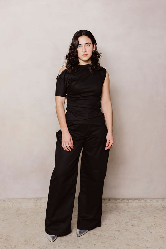 Tailored Fold Trousers - Midnight Black